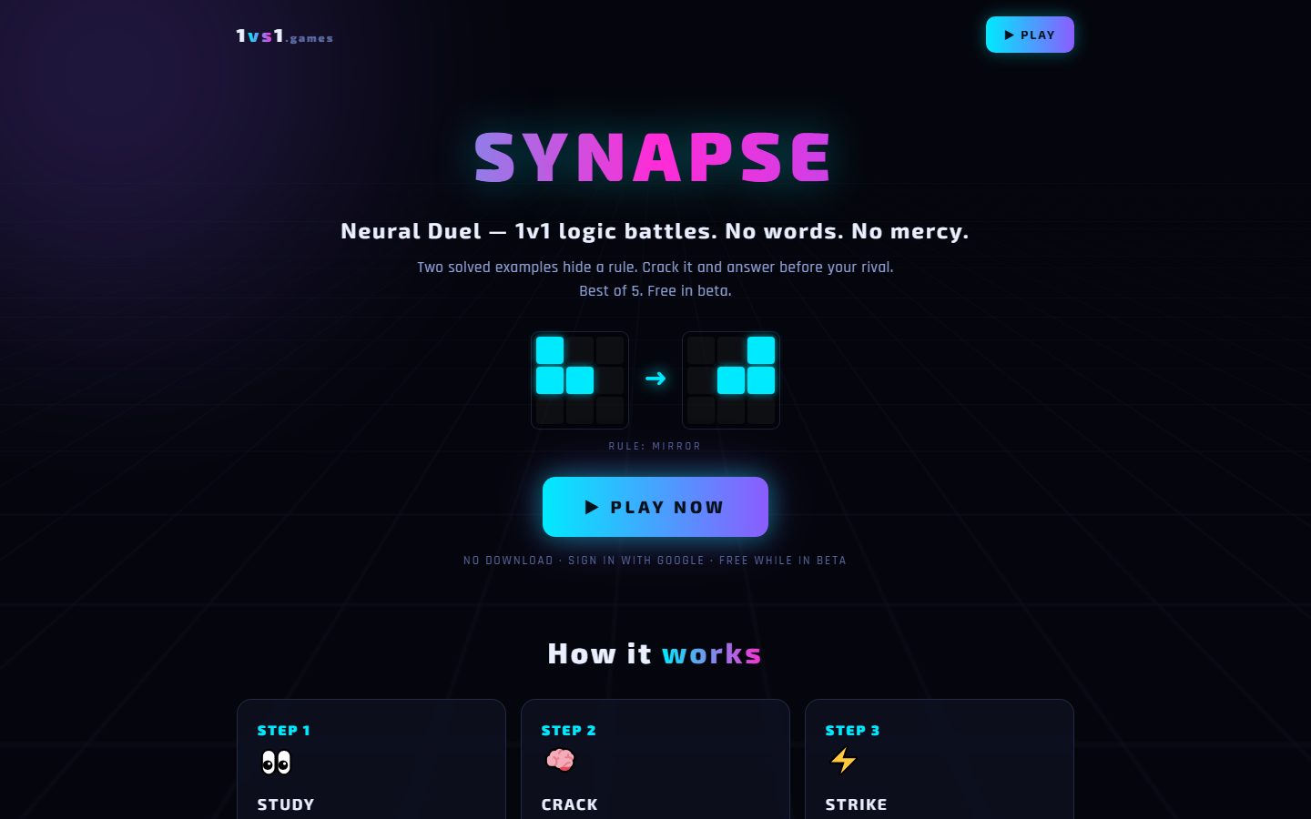 1vs1.games — SYNAPSE — screenshot